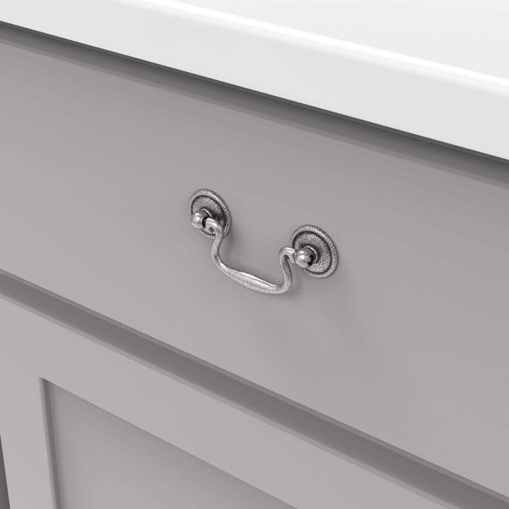 Silver Polished Traditional Drop Bail Handle with Mounting Hardware