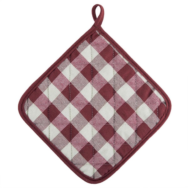 Pot Holders for Kitchen Heat Resistant Potholders Large Cotton Square Oven  Mitts, Burgundy 