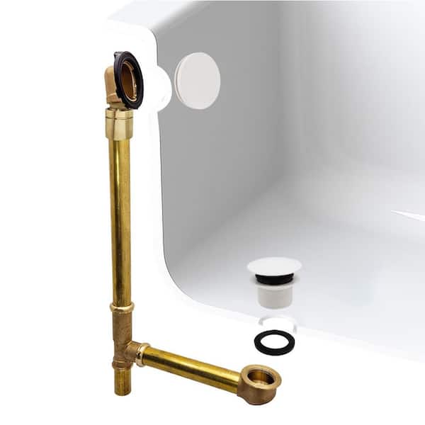 Westbrass 25 in. Brass Tub Waste and Overflow in Powder Coat White