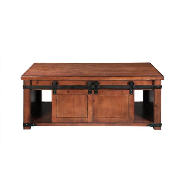 CIPACHO 48 .03 in. Brown Rectangle Wood Coffee Table with Storage Shelf