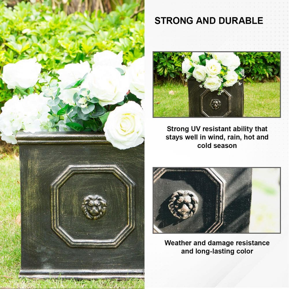 Lion Head Oil Rubbed Bronze Concrete Square Planter