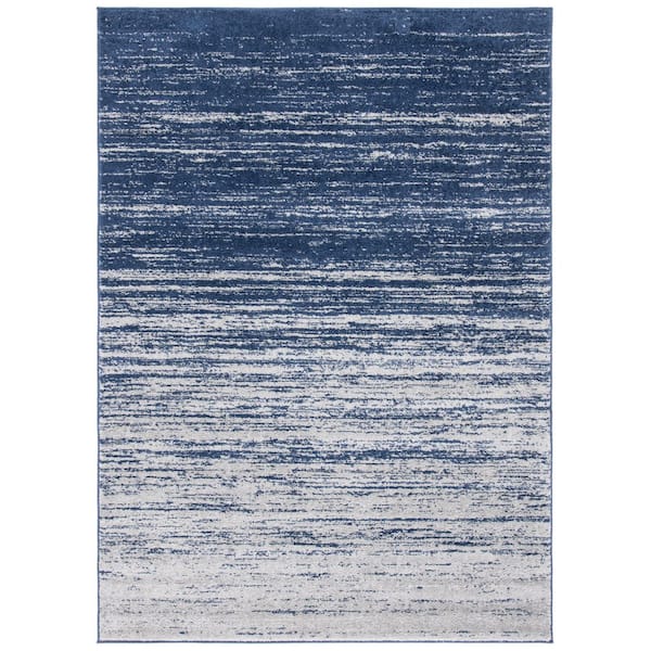 Adirondack Navy/Gray Solid Color 3 ft. x 4 ft. Striped Area Rug
