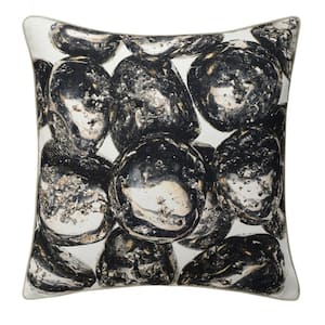 Pebble Black Polyester 24 in. x 24 in. Throw Pillow