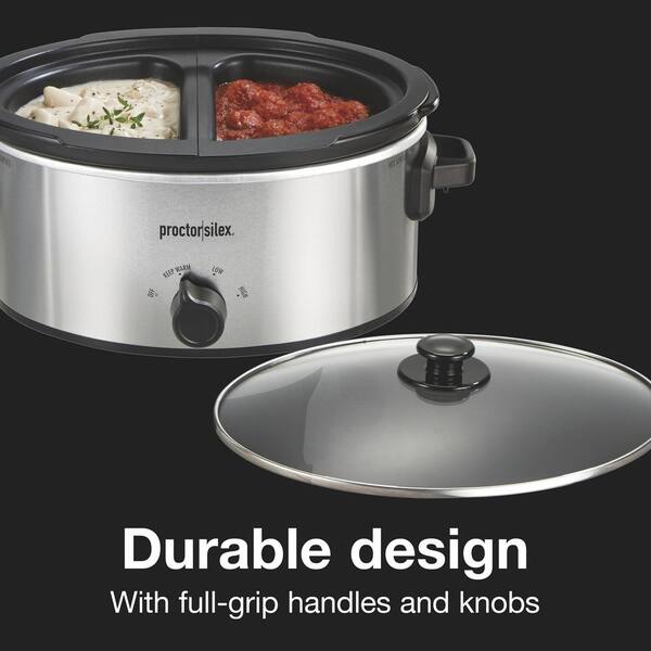 Proctor Silex 6 qt. Silver Slow Cooker with Double Dish 33563