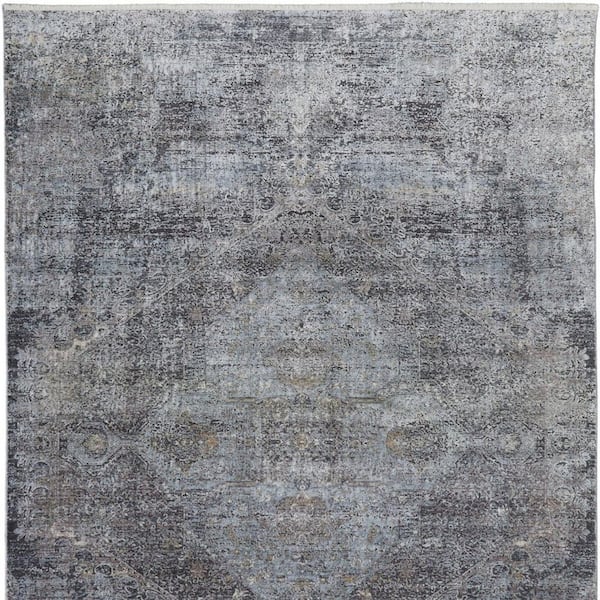 9 ft. x 13 ft. Gray, Silver Abstract Area Rug