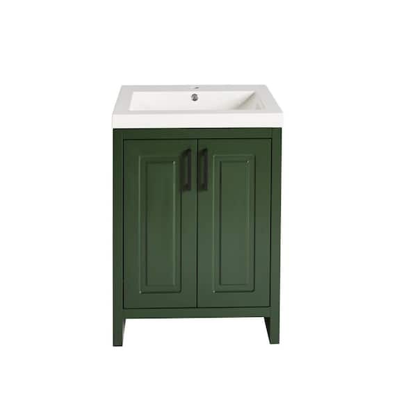 Aoibox 21.1 in. W x 18.88 in. D  x 34 in. H Freestanding Bathroom Vanity in Green with White Resin Single Sink Top