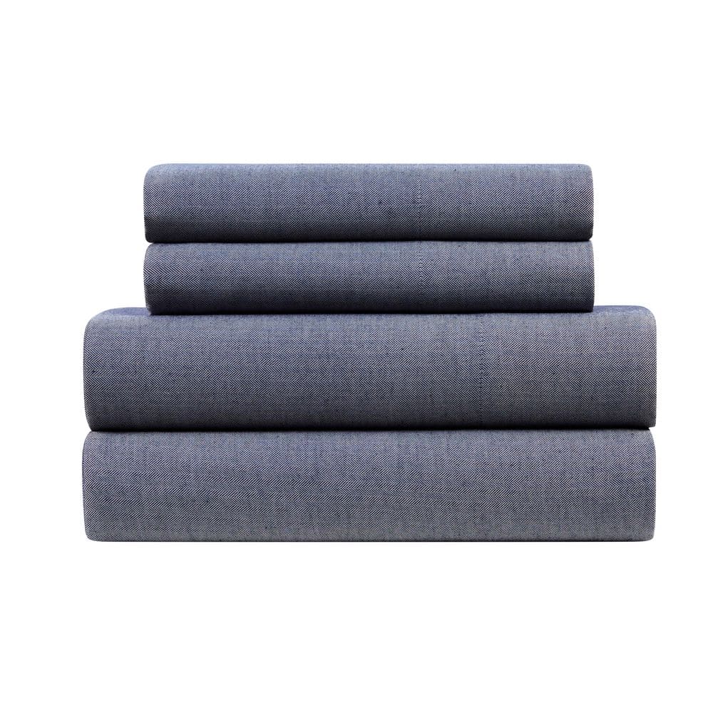 Herringbone Twill 4-Piece Dark Grey Cotton Blend King Sheet Set price history on PriceWatchPro