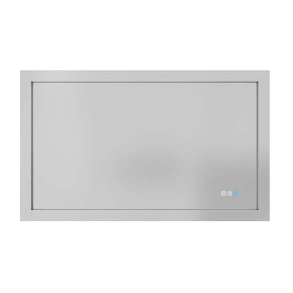 FUNKOL 40 in. W x 24 in. H Rectangular Frameless LED Light Dimmable Anti-Fog Wall Mount Bathroom Vanity Mirror in Silver