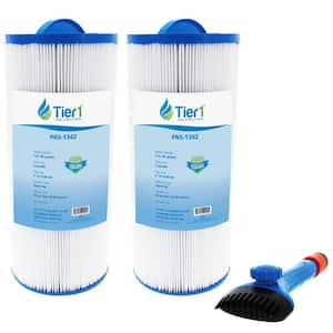 15.5 in. x 6.63 in. 60 sq. ft. Spa Cartridge Filter For 6541-383 (2-Pack) and Pool Filter Cleaning Brush