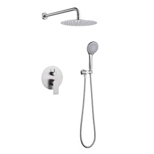 2-Spray Patterns 4.4 GPM 10 in. Wall Mount Dual Shower Heads Rainfall Shower System in Brushed Nickel