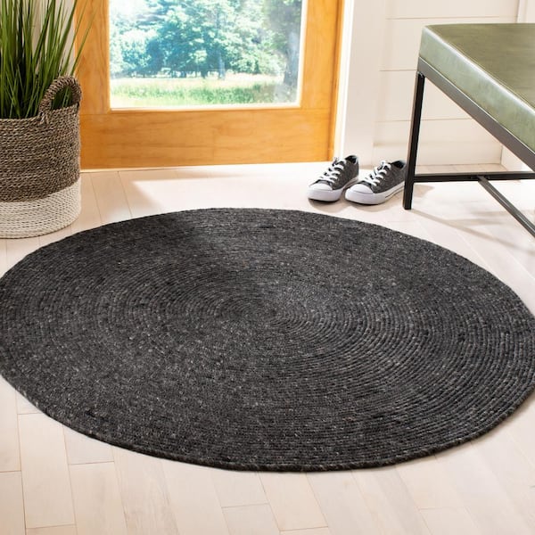 Braided Black 6 ft. x 9 ft. Oval Speckled Solid Color Area Rug
