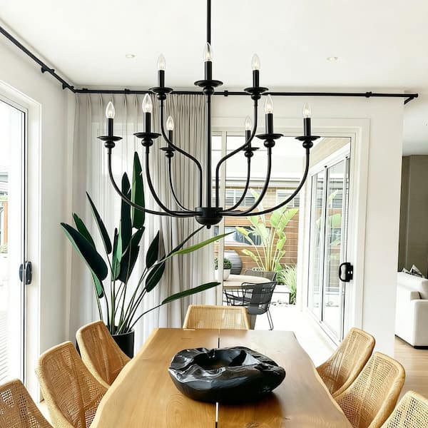 LNC Large 9-Light Black Traditional Candlestick Chandelier Modern