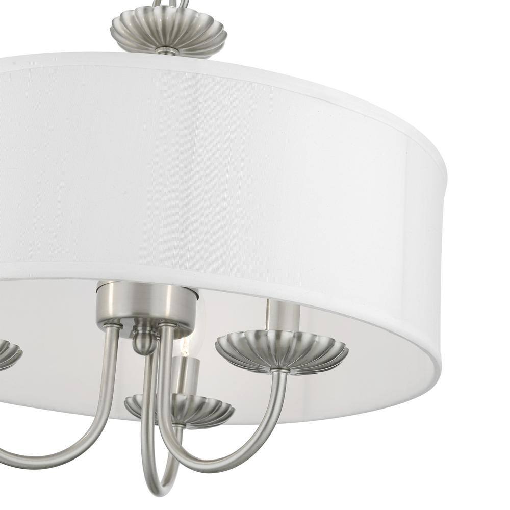 Brushed Nickel Mini Drum Pendant Light with Fabric Shade