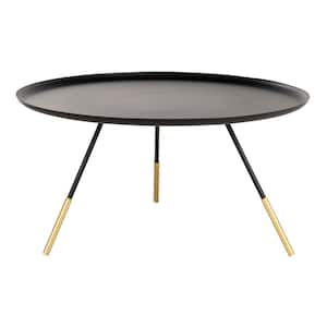 Orson 29 in. Black/Gold Round Metal Coffee Table