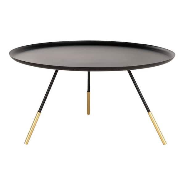 SAFAVIEH Orson 29 in. Black/Gold Round Metal Coffee Table