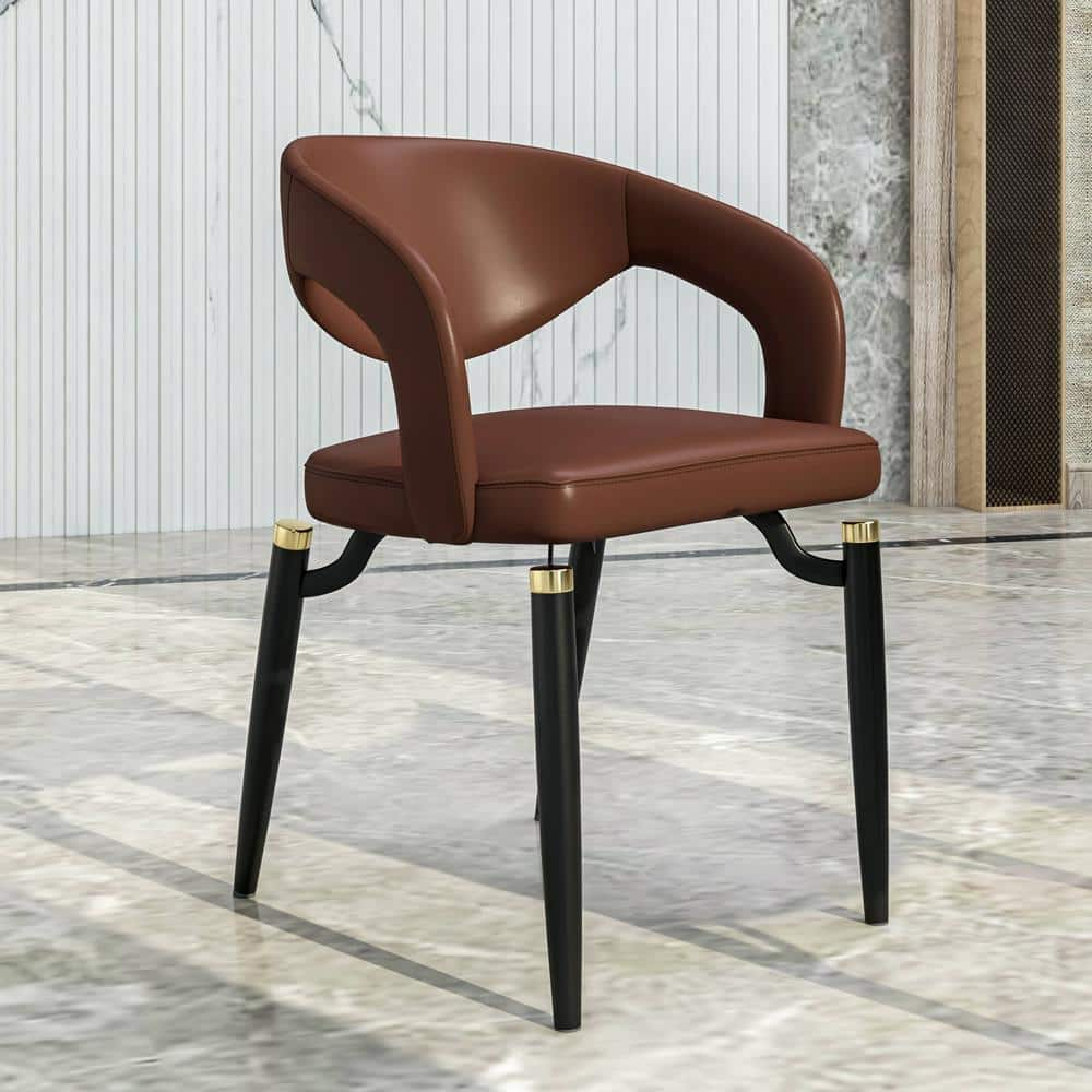 Leisuremod Entice Modern Dining Chairs Upholstered Leather Seat Curved ...