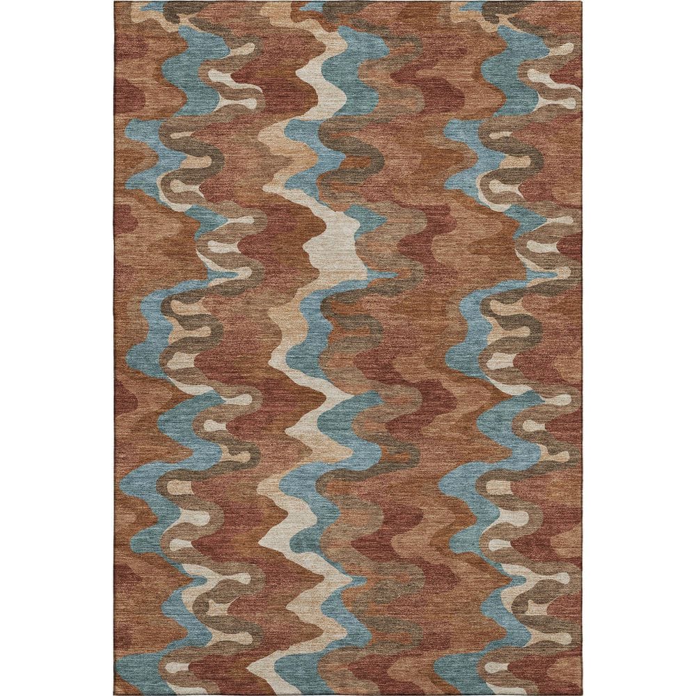 Mayfield Premium Machine Washable Abstract AMF2481 Paprika 3 ft. x 5 ft. Area Rug price history on PriceWatchPro