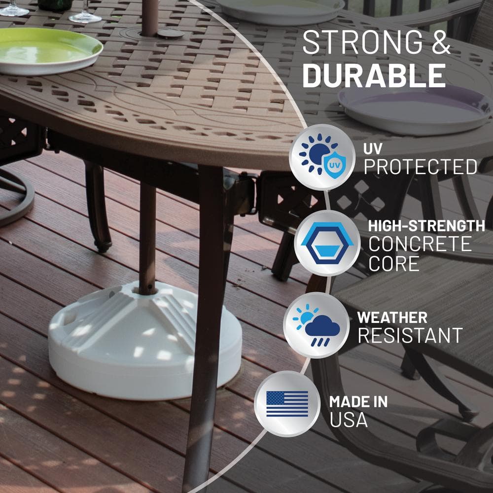 White Fillable Concrete Patio Umbrella Base