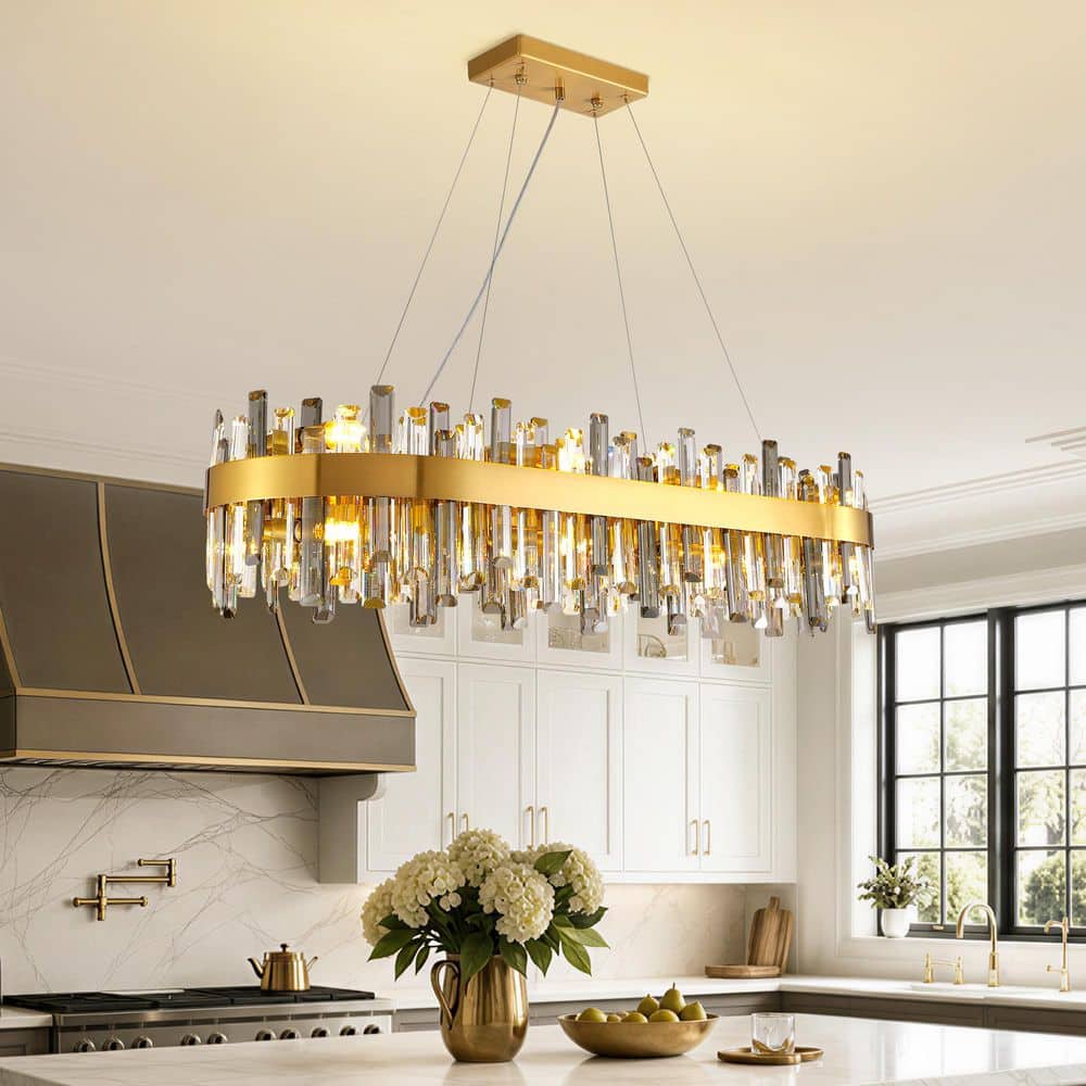 ✨mm✨ WDETR 43 in. Dimmable 16-Light Crystal Chandelier Modern Gold