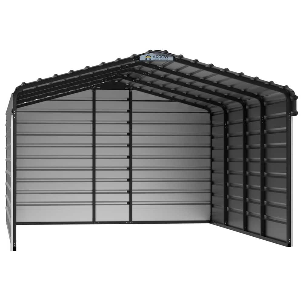 ARROW 12 ft. W x 20 ft. D x 7 ft. H Eggshell Galvanized Steel Carport with 3-sided Enclosure (CPH122007ECL3)