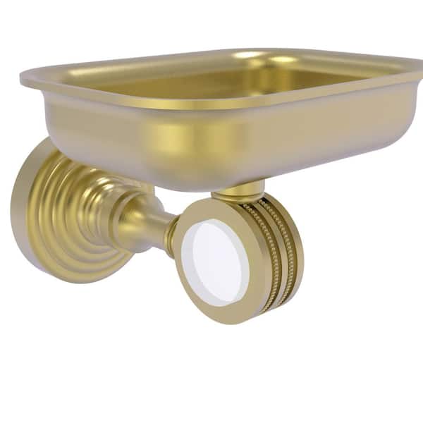 Allied Brass Pacific Grove Collection Wall Mounted Soap Dish Holder with Dotted Accents in Satin Brass