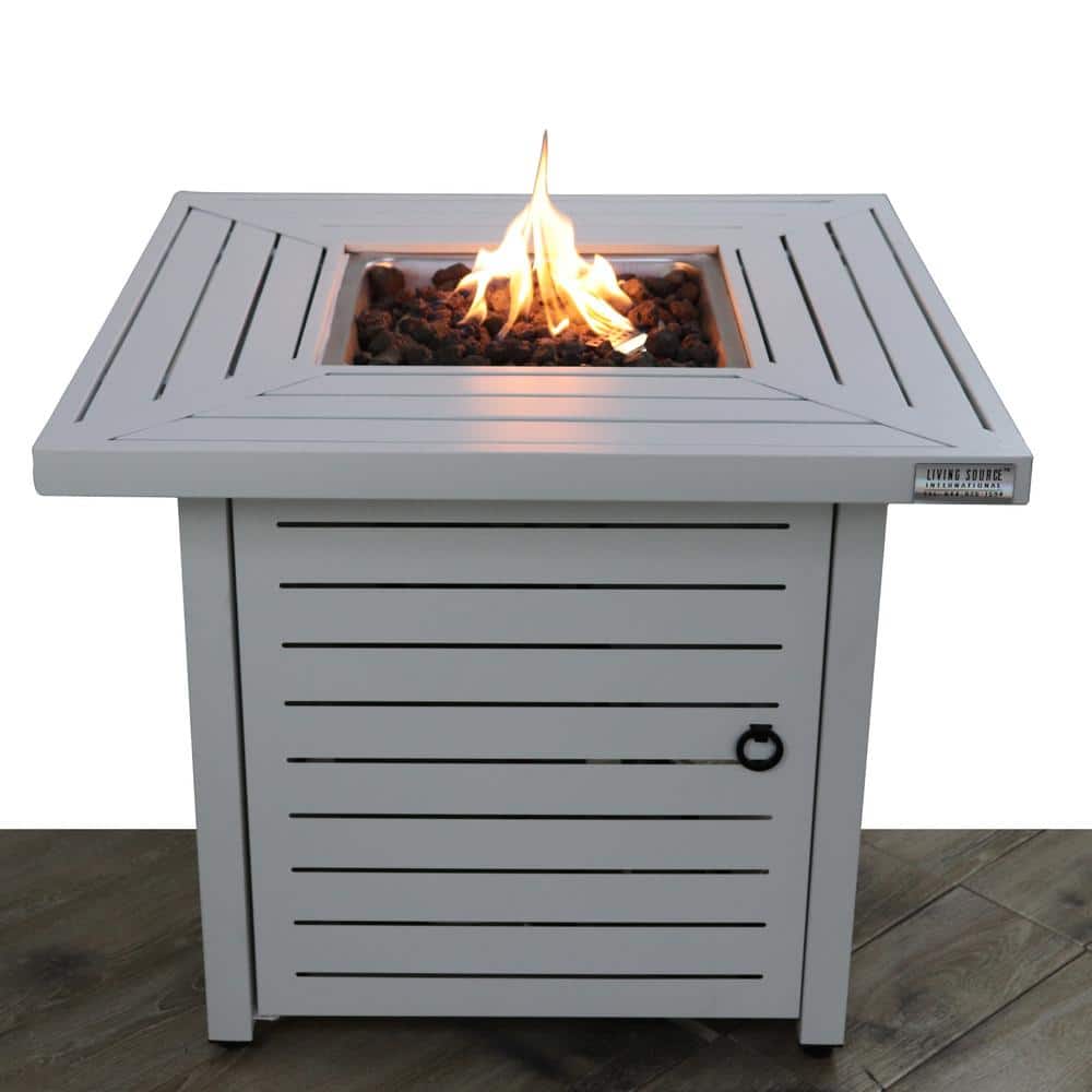 Gray Steel Square Propane Fire Pit Table, 30"