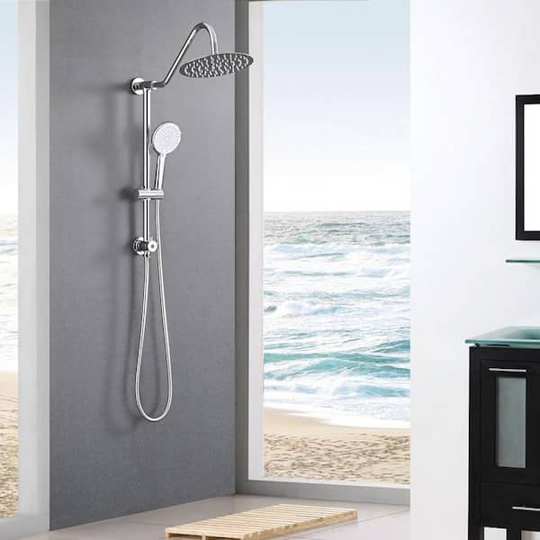 Single Handle 3-Spray Patterns Shower Faucet 2.5 GPM with 10 in. Rain Shower Head,Handshower,Pressure Balance in Chrome