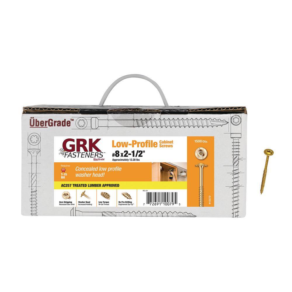 thumbnail image 2 of GRK #8 X 2-Inch Cabinet Screws HandyPak - 100 Pack For Cabinet Construction & Installation 2 of 9