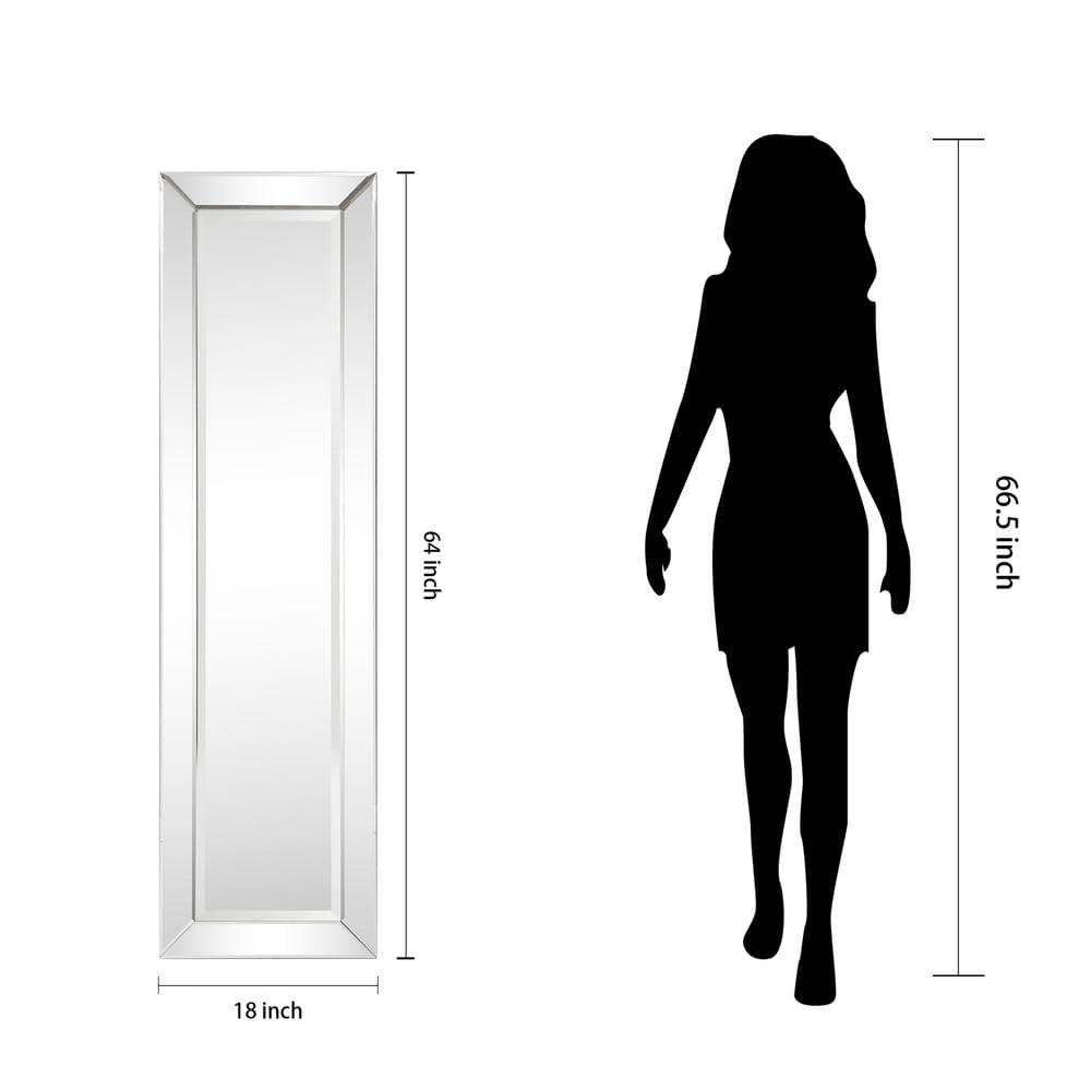 Moderno 64" Beveled Full Length Mirror with Wooden Frame
