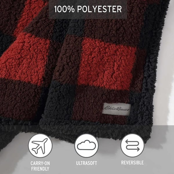  Eddie Bauer - Throw Blanket, Reversible Sherpa Fleece Bedding, Buffalo  Plaid Home Decor for All Seasons (Red Check, Throw) : Home & Kitchen