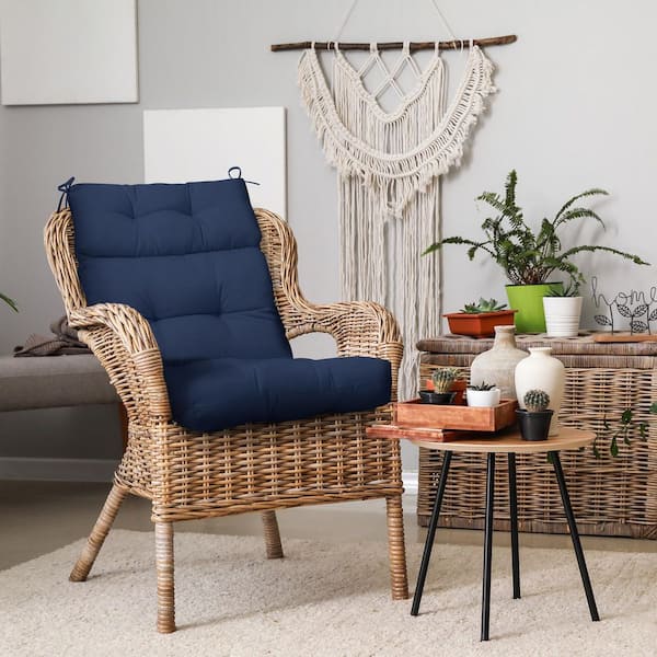 EAGLE PEAK 46 in. L x 22 in. W x 4 in. H Outdoor/Indoor High Back Patio Chair Cushion, Set of 2, Dark Blue