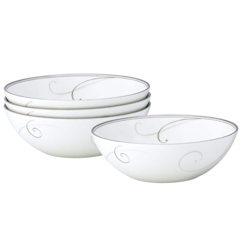 Noritake Platinum Wave 7.75 In., 36 Fl. Oz . (White) Porcelain Cereal ...