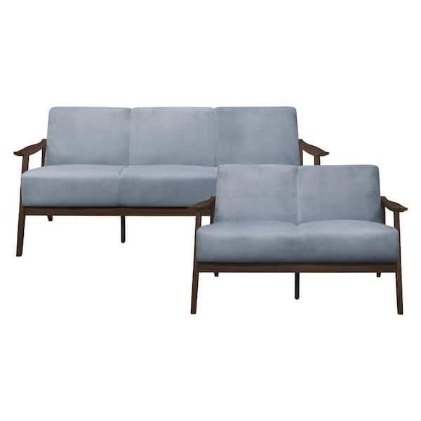 EVERGLADE HOME Lonita 124 in. W Slope Arm Velvet Rectangle Sofa in Gray with 5-Seats