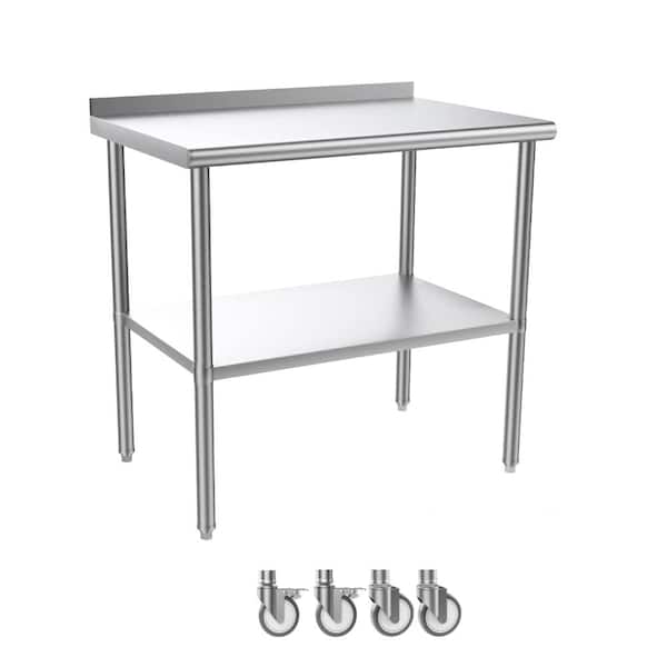 Karl home 36 x 24 in. Stainless Steel Kitchen Prep Table Kitchen Utility Table with Casters