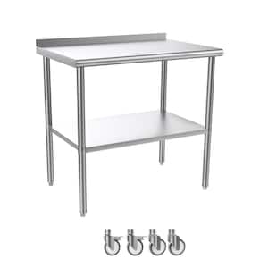 VIVOHOME 24 x 28 in. Stainless Steel Kitchen Utility Table with Backsplash  and Wheels, Silver - Yahoo Shopping