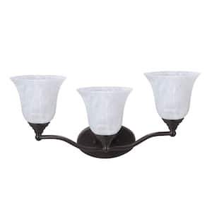 3-Light Oil Rubbed Bronze Vanity Light with Frosted Glass Shade