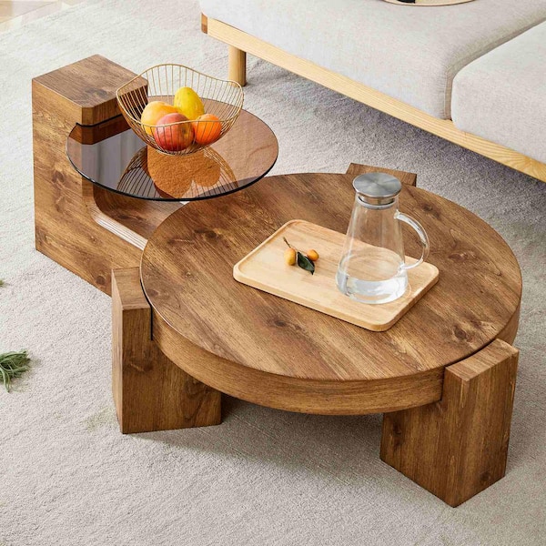 Polibi Modern 30 in. Natural Specialty Wood Coffee Table