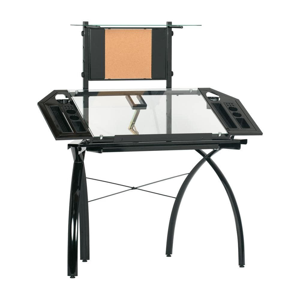 Futura Glass-Top Crafting Table with Drawer and Shelf