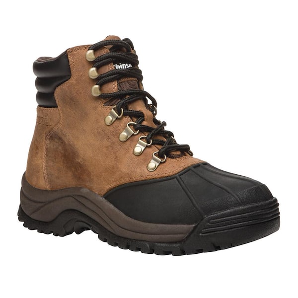 Propet Blizzard Mid Lace Men's Size 10.5 Wide (5E) Brown/Black Leather Waterproof Winter Boot