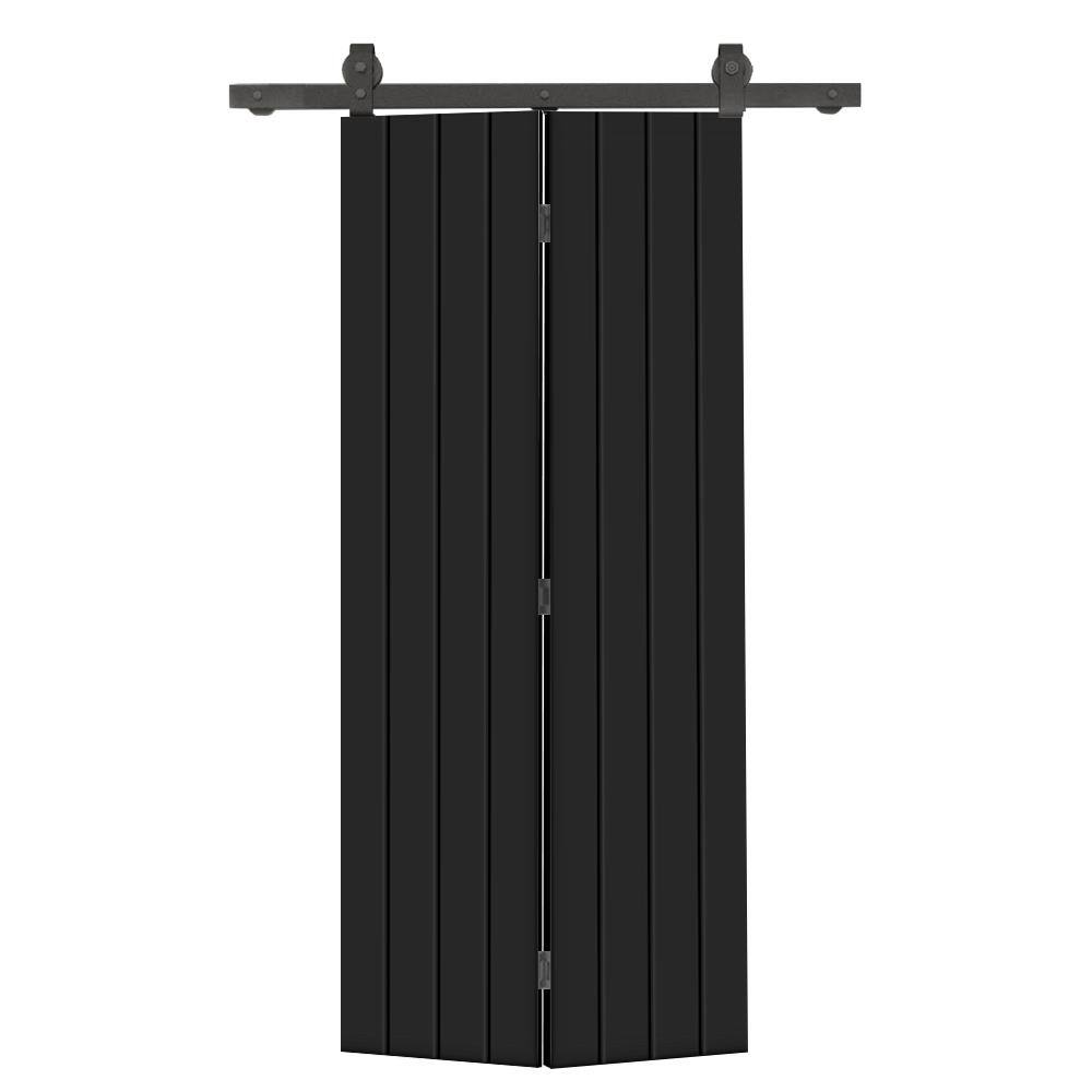 Reviews For CALHOME 38 In X 80 In Hollow Core Black Painted MDF Composite Bi Fold Barn Door