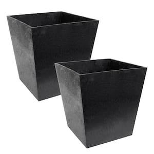 13 in. Sonata Indoor/Outdoor Recycled Rubber Self Watering Planter in Slate, (2-Pack)