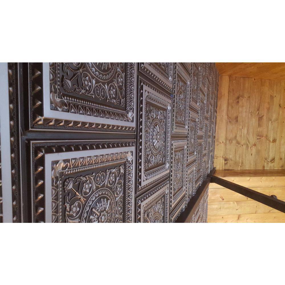 Antique Silver Faux Tin Square PVC Ceiling Tiles, 24x24 Inches