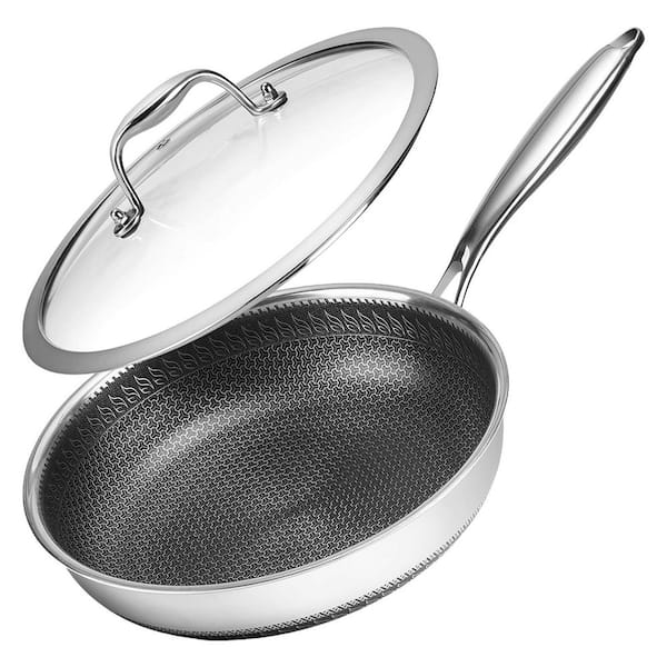 2.5 qt. Stainless Steel Nonstick Saute Pan with Lid, Hybrid 5-Layer Construction, Dishwasher and Oven Safe