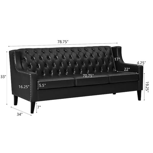 Harper & Bright Designs 78.7 in Wide Slope Arm Faux Leather