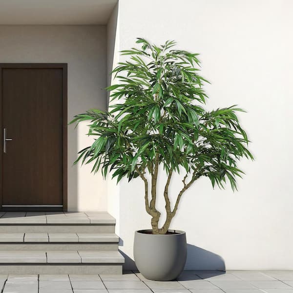 7 ft. Artificial Willow Tree, Faux slik Greenery Plant with Black Pot