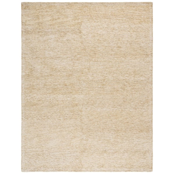 Ebony 8 ft. x 10 ft. Gold/Ivory Solid Color Area Rug