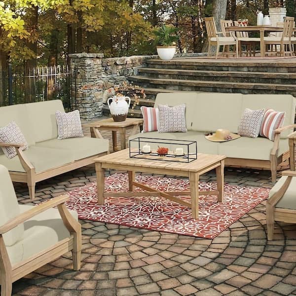 24 in. x 44 in. Outdoor Lounge Chair Deep Seat Cushion Beige