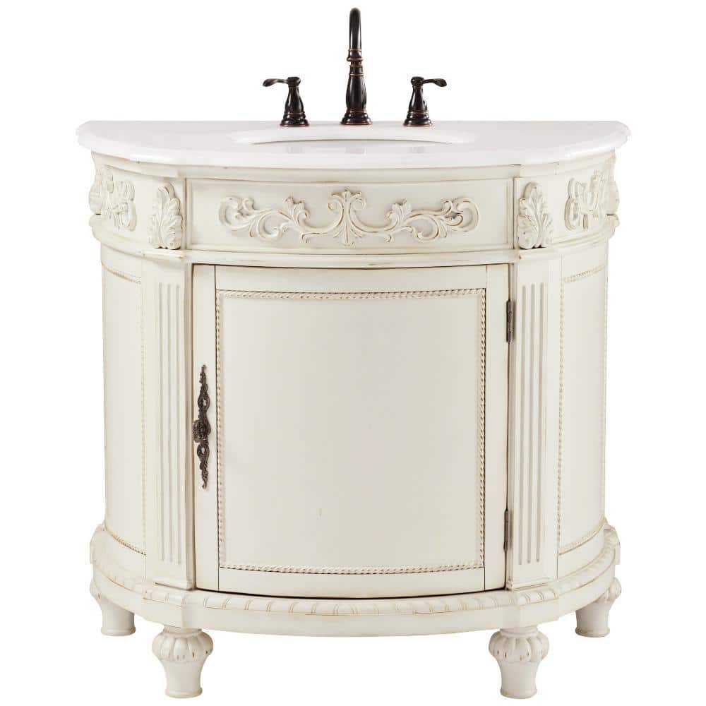 Home Decorators Collection Chelsea 37 In W Bath Vanity In Antique White With Marble Vanity Top In White 12102 Vs37j Aw The Home Depot