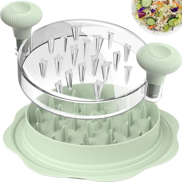 Efficient Cross-Teeth Chicken Shredder with Heavy-Duty Plastic, BPA-Free, Non-Slip Bottom and Easy Cleaning, in Green