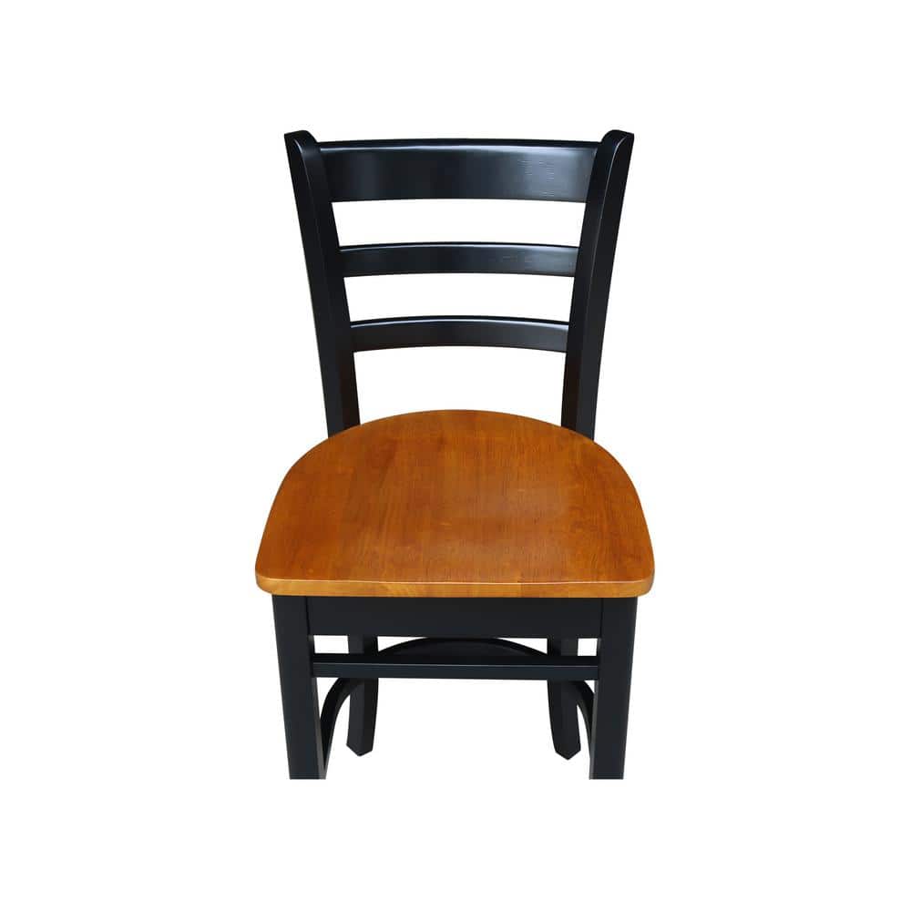 Emily Black and Cherry Wood Counter Height Barstool